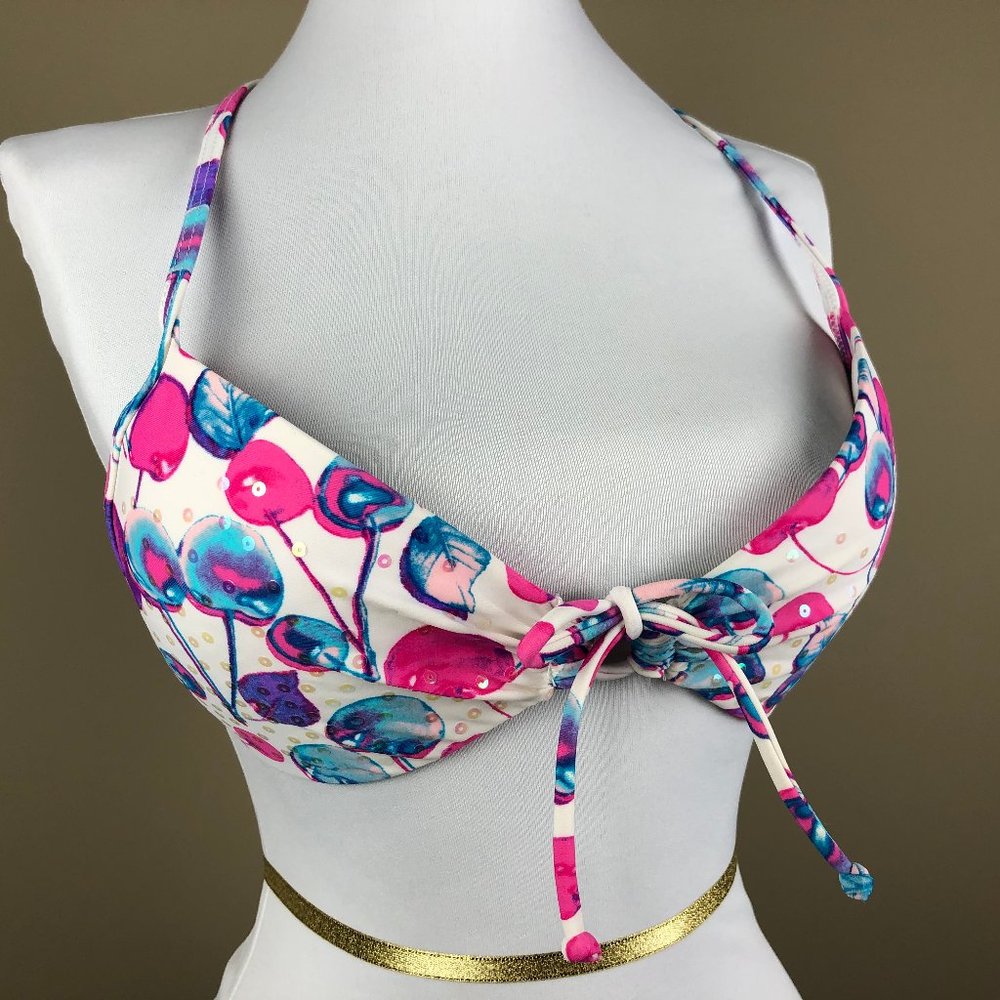 Candie's Juniors Bikini Top Size M Pink Blue